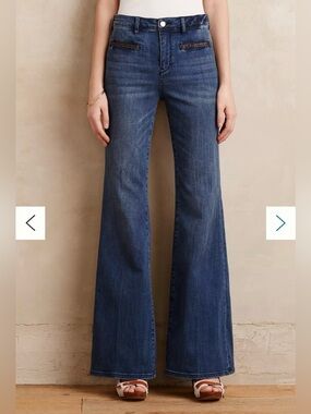 Pilcro Stet Braided Leather Flare Y2K Retro Boho Jeans Size 25 Anthropologie